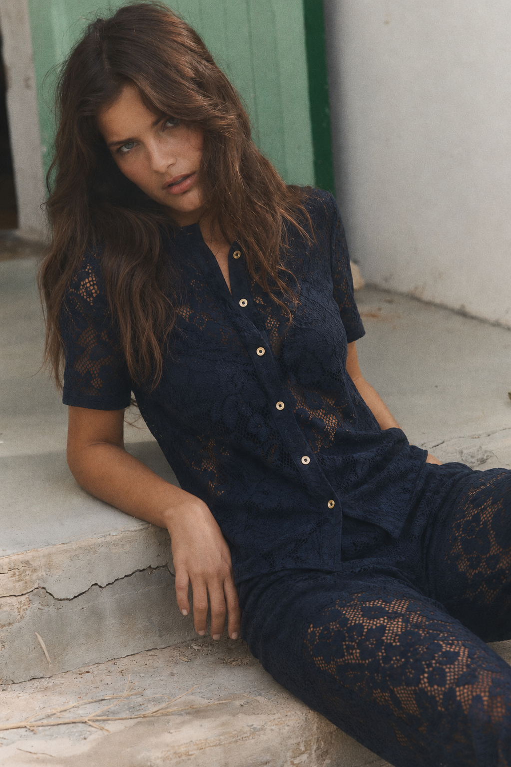 Women Black Crochet-look Coordinate Set