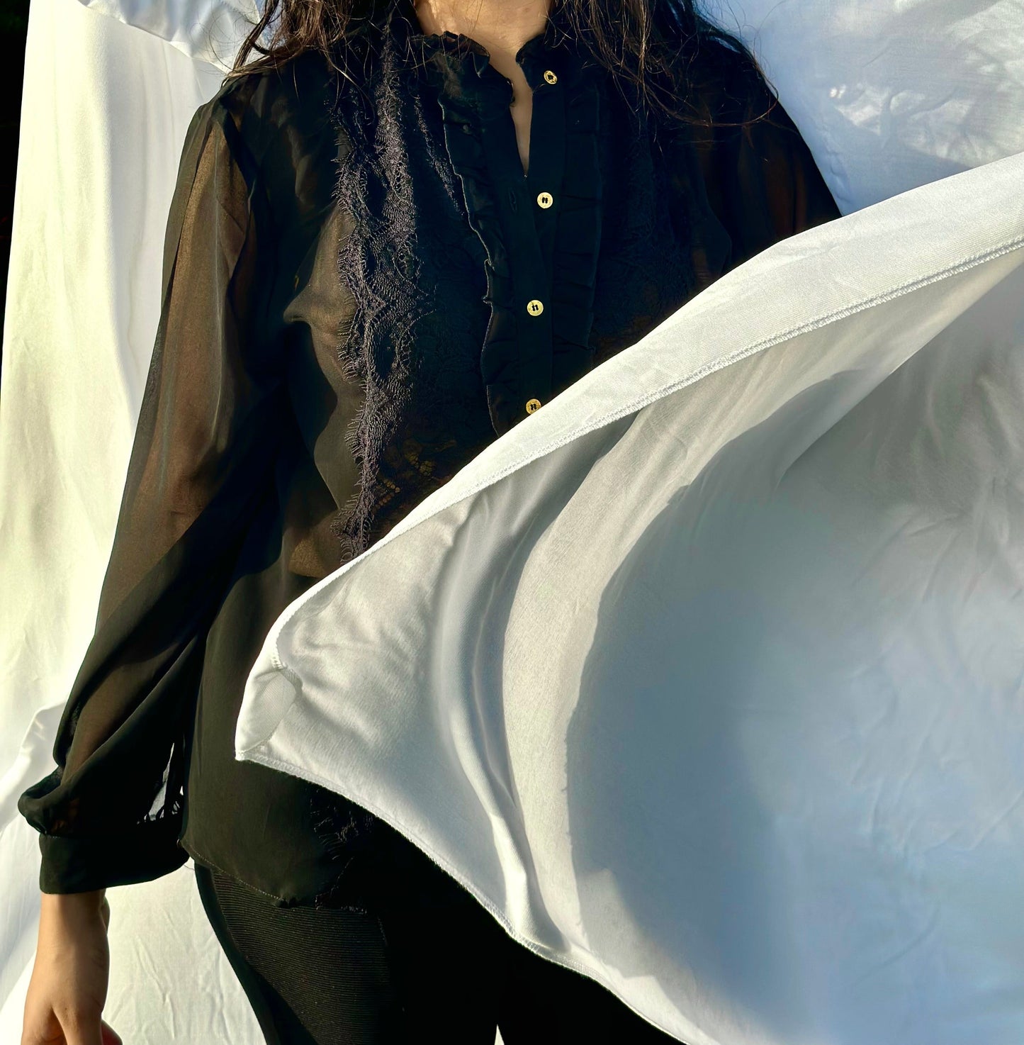 Women Black Sheer Top - Ziona MuL