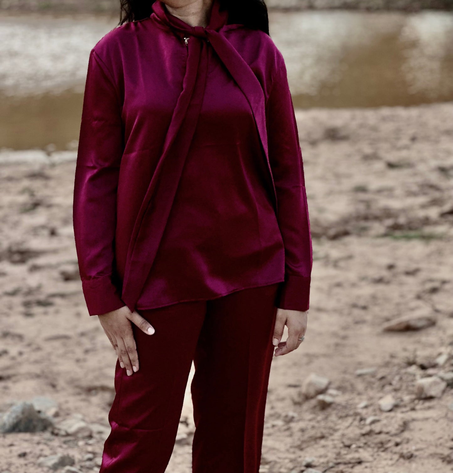 Women Maroon Satin Coordinate Set - Ziona MuL