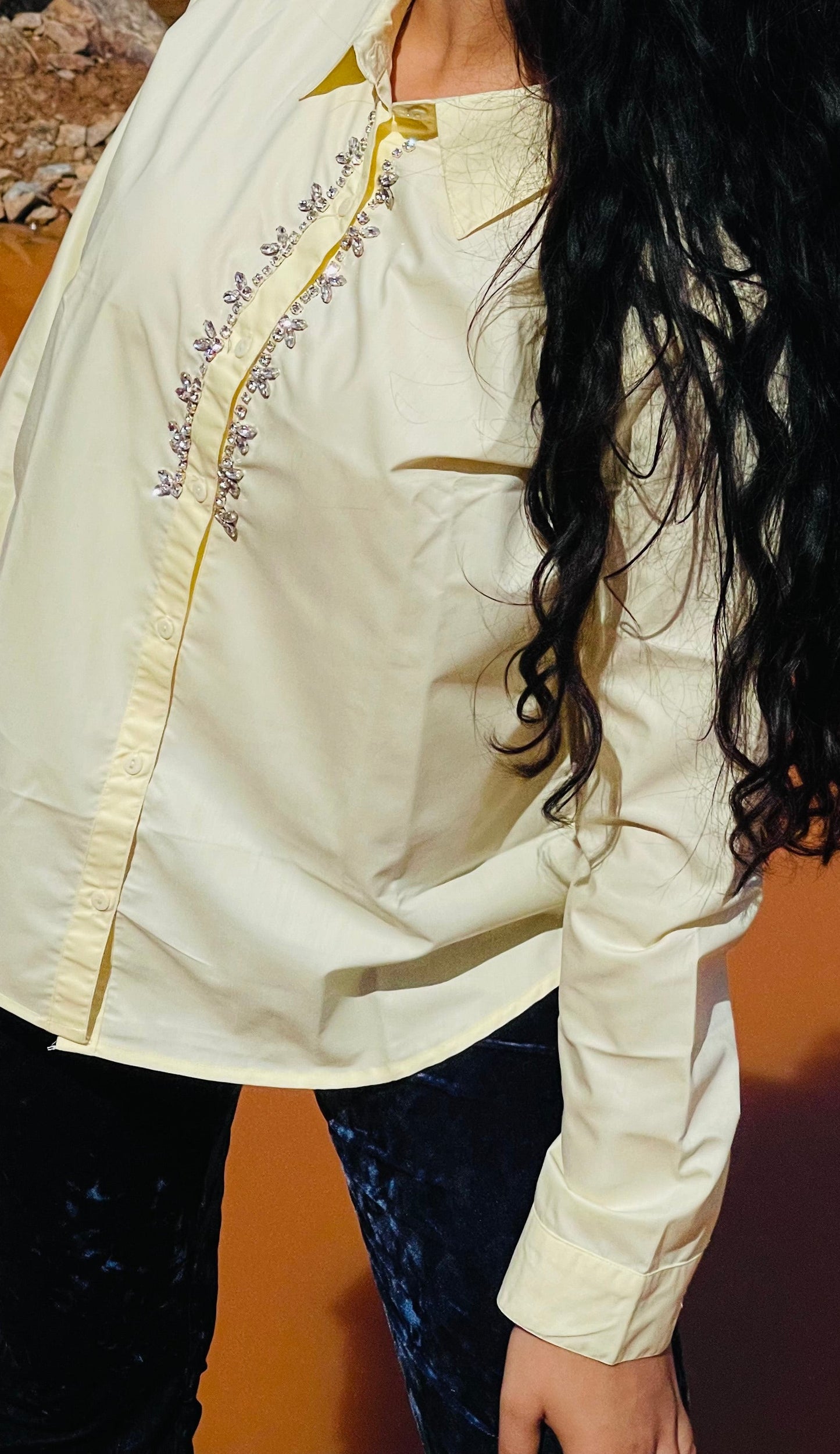 Women Yellow Cotton Embroidered Shirt - Ziona MuL