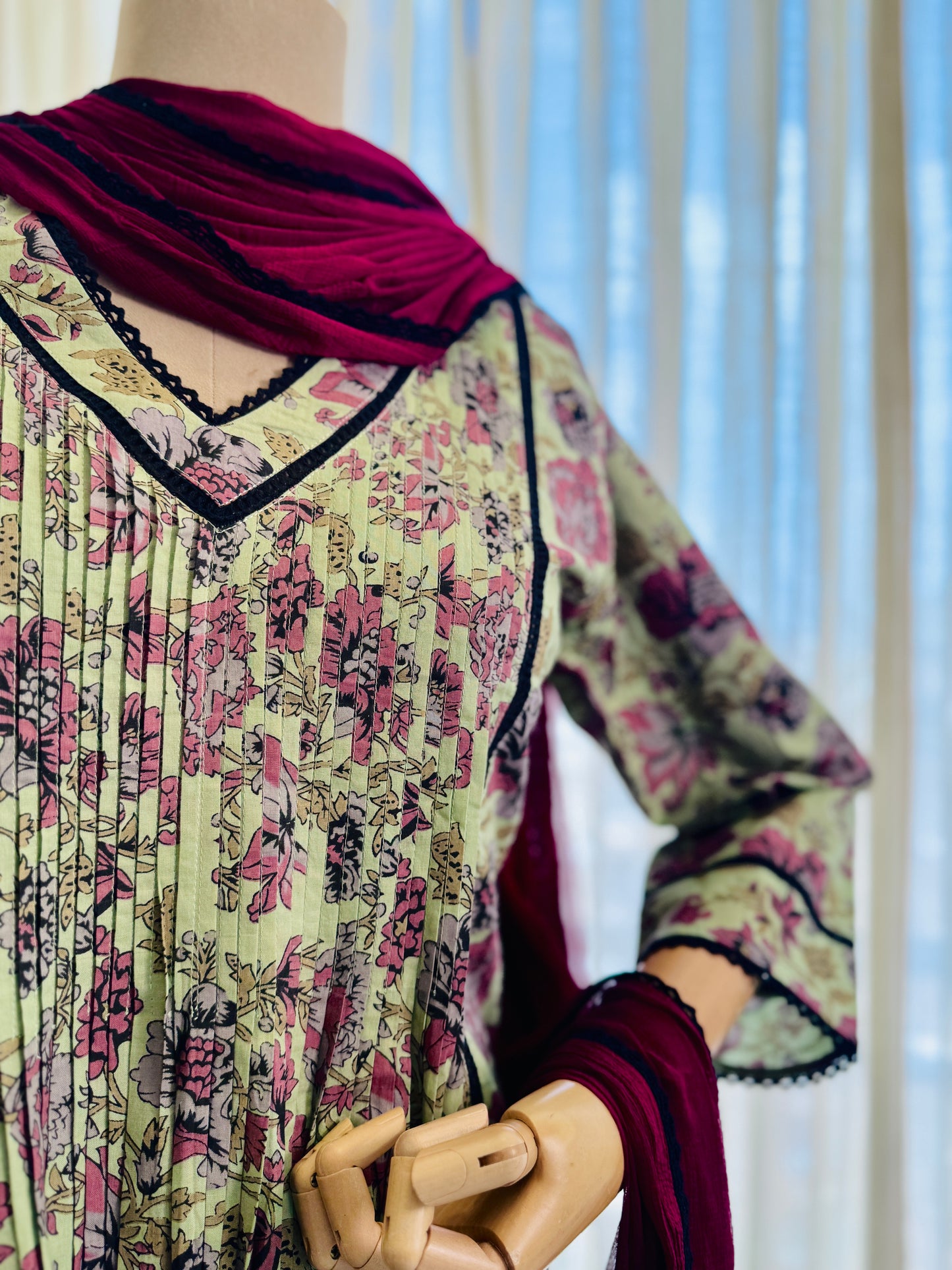 Green Printed Kurta Set with Dupatta