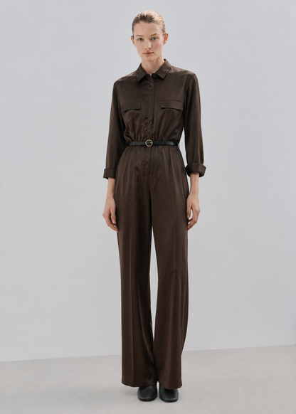 Women brown Satin Jumpsuit