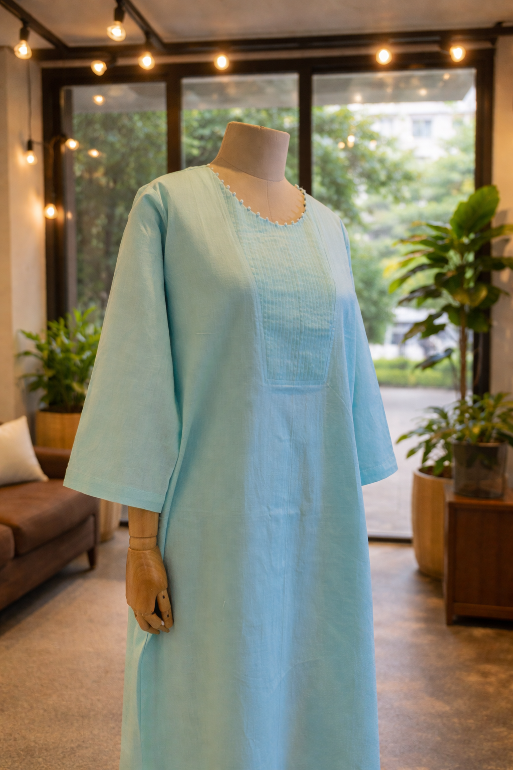 Women Embellished Turquoise Kurta Set