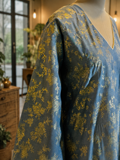 Women Blue Printed Salwar Kurta Set
