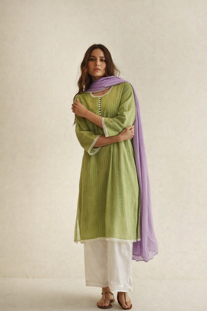 Women Green Kurta Set with Dupatta