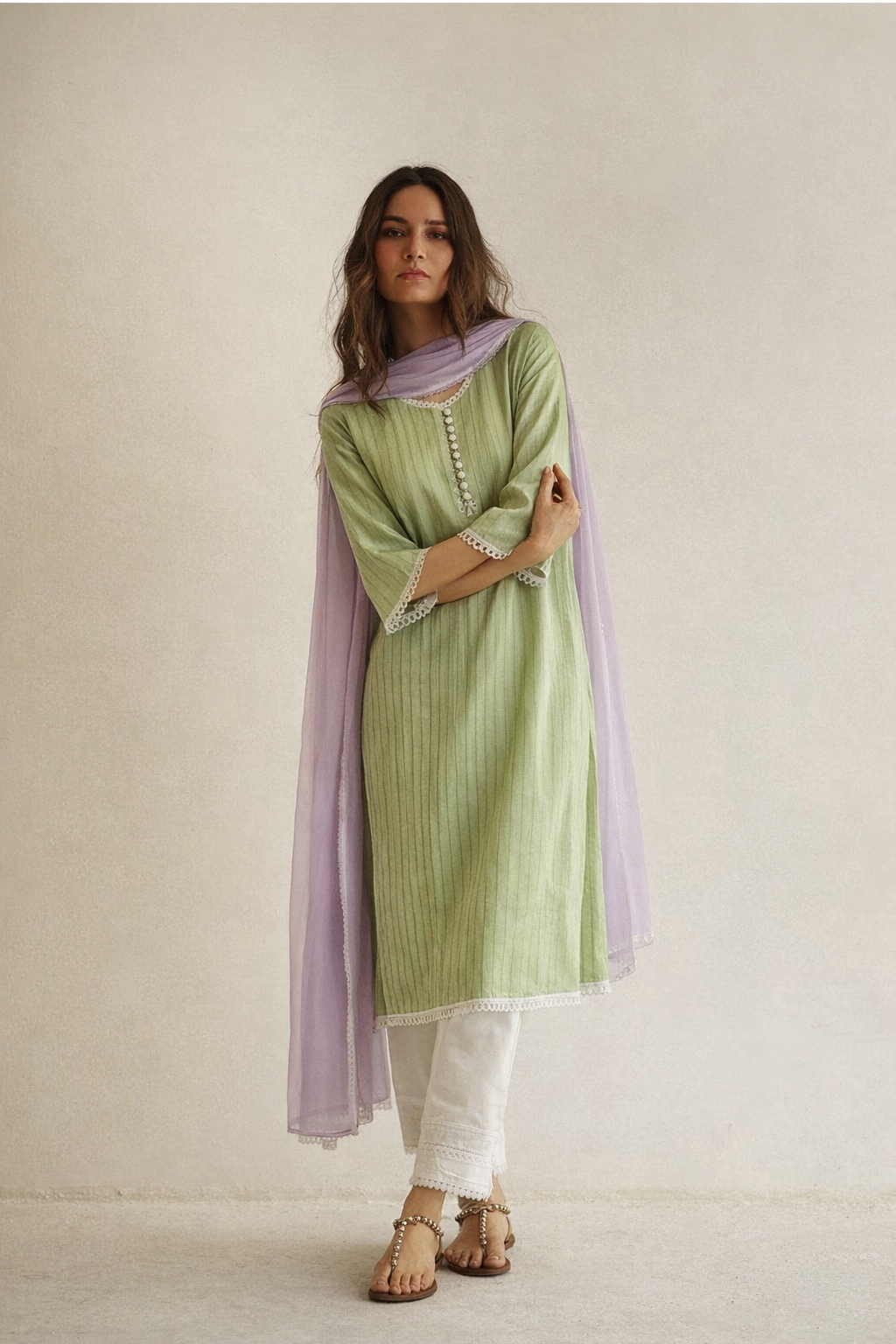 Women Green Kurta Set with Dupatta