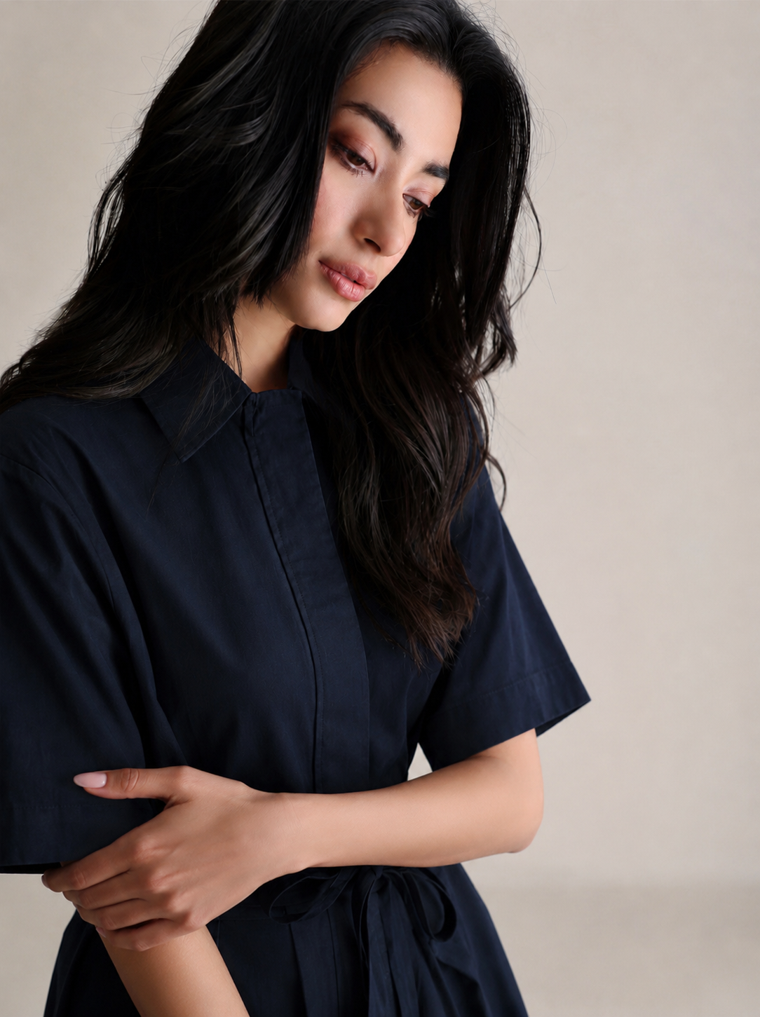 Women Black A line Dress Poplin