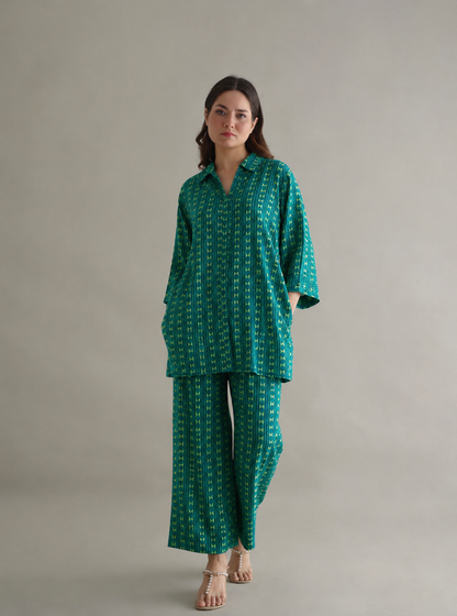 Women Green Printed Coord Set