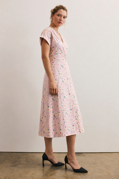 Women Pink Pearl Embellished  Wrap Dress