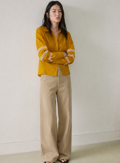 Women Mustard 100% Cotton Casual Shirt