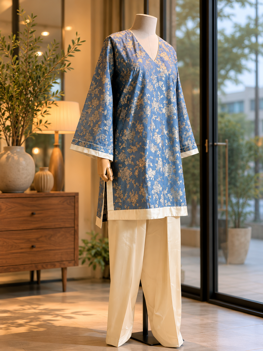 Women Blue Printed Salwar Kurta Set