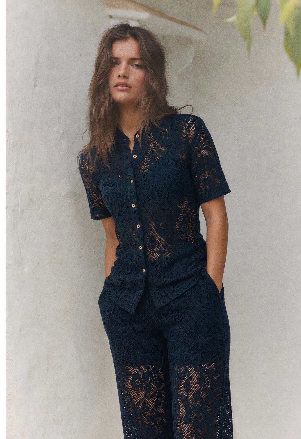 Women Black Crochet-look Coordinate Set