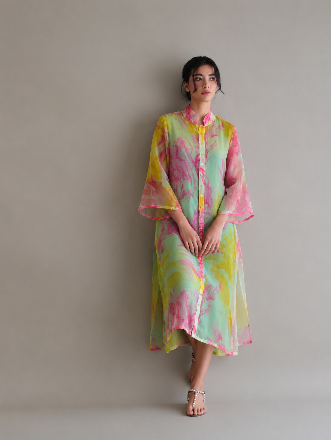 Women Multicolor Pearl Embellished Dress
