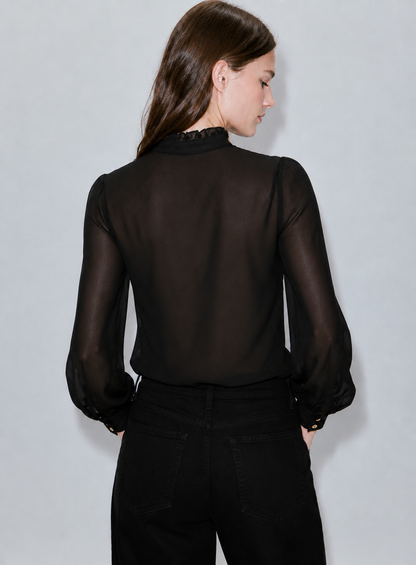 Women Black Sheer Top