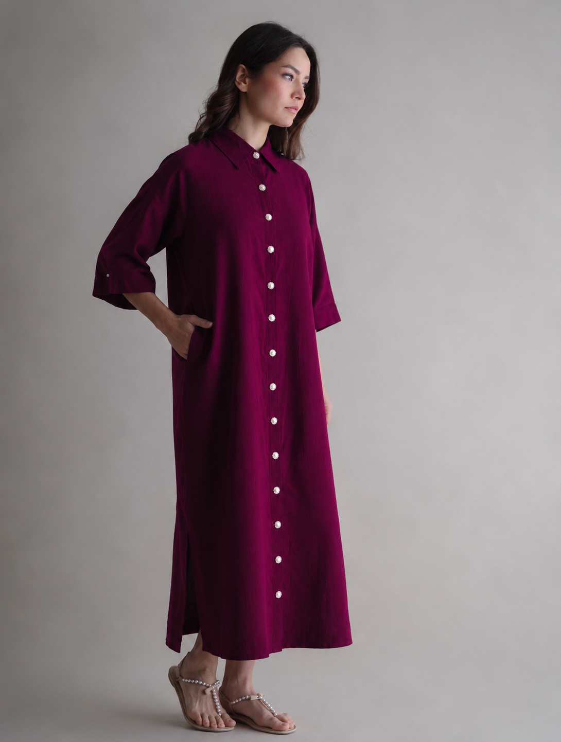 Women Wine A line Dress