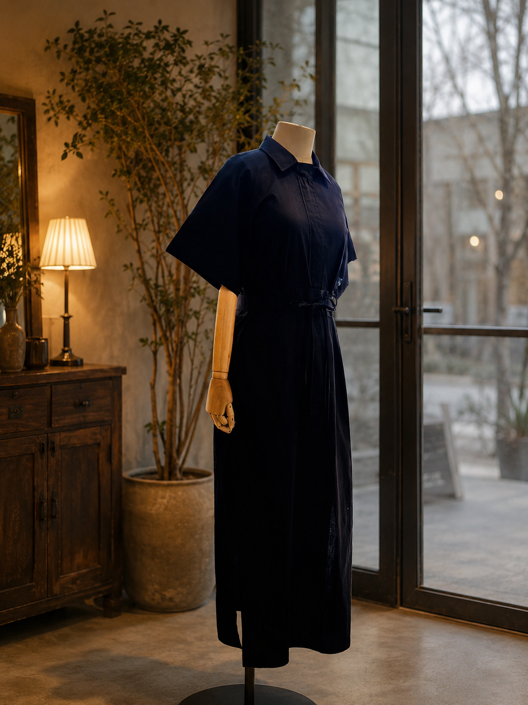 Women Black A line Dress Poplin