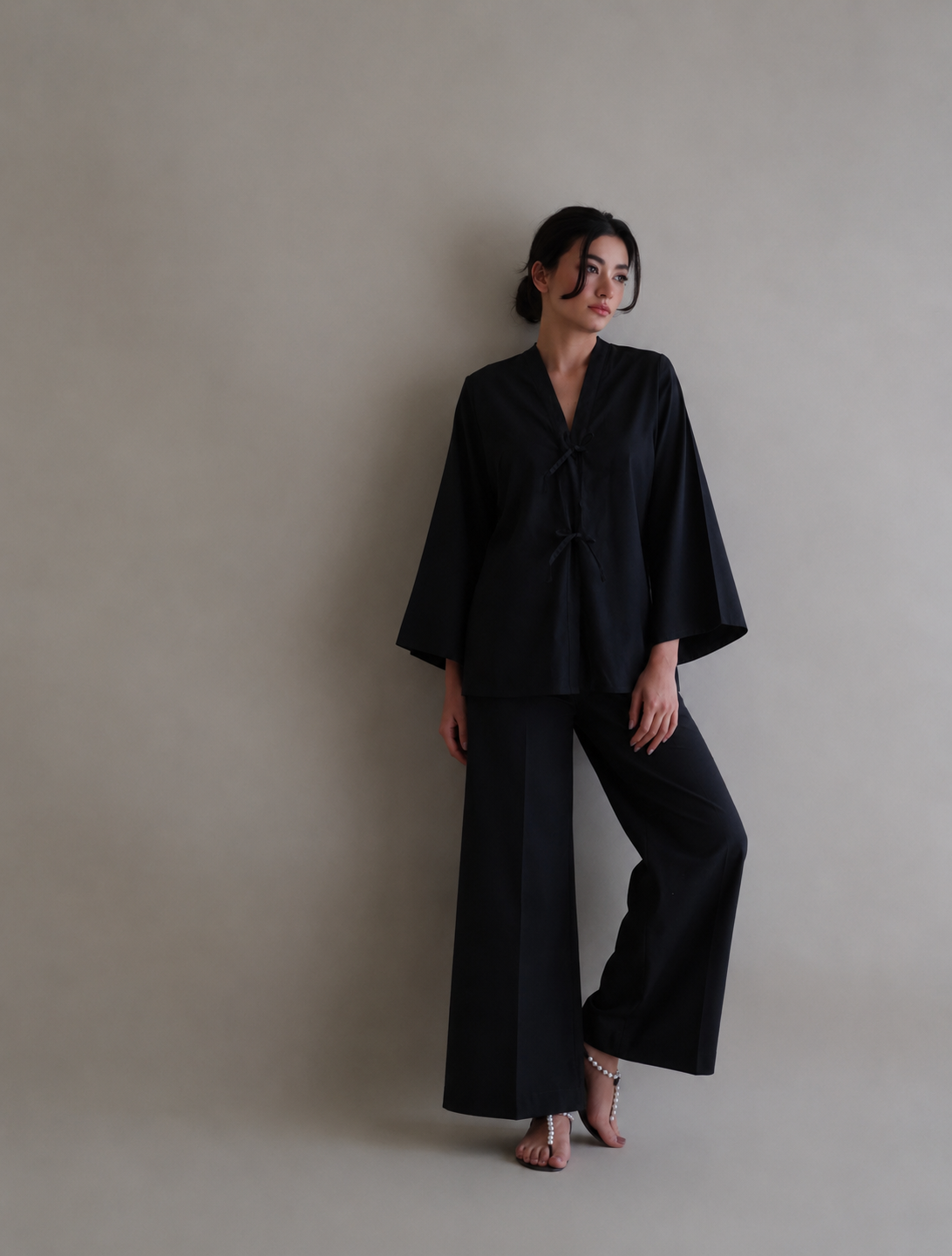 Women Black Poplin Co-ord Set