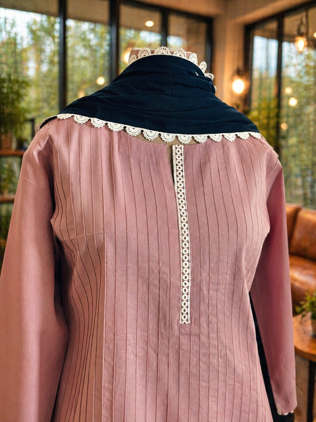 Women Pink Cotton Kurta Set with Dupatta