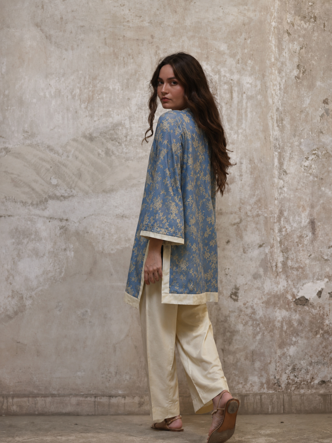 Women Blue Printed Salwar Kurta Set