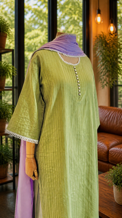 Women Green Kurta Set with Dupatta