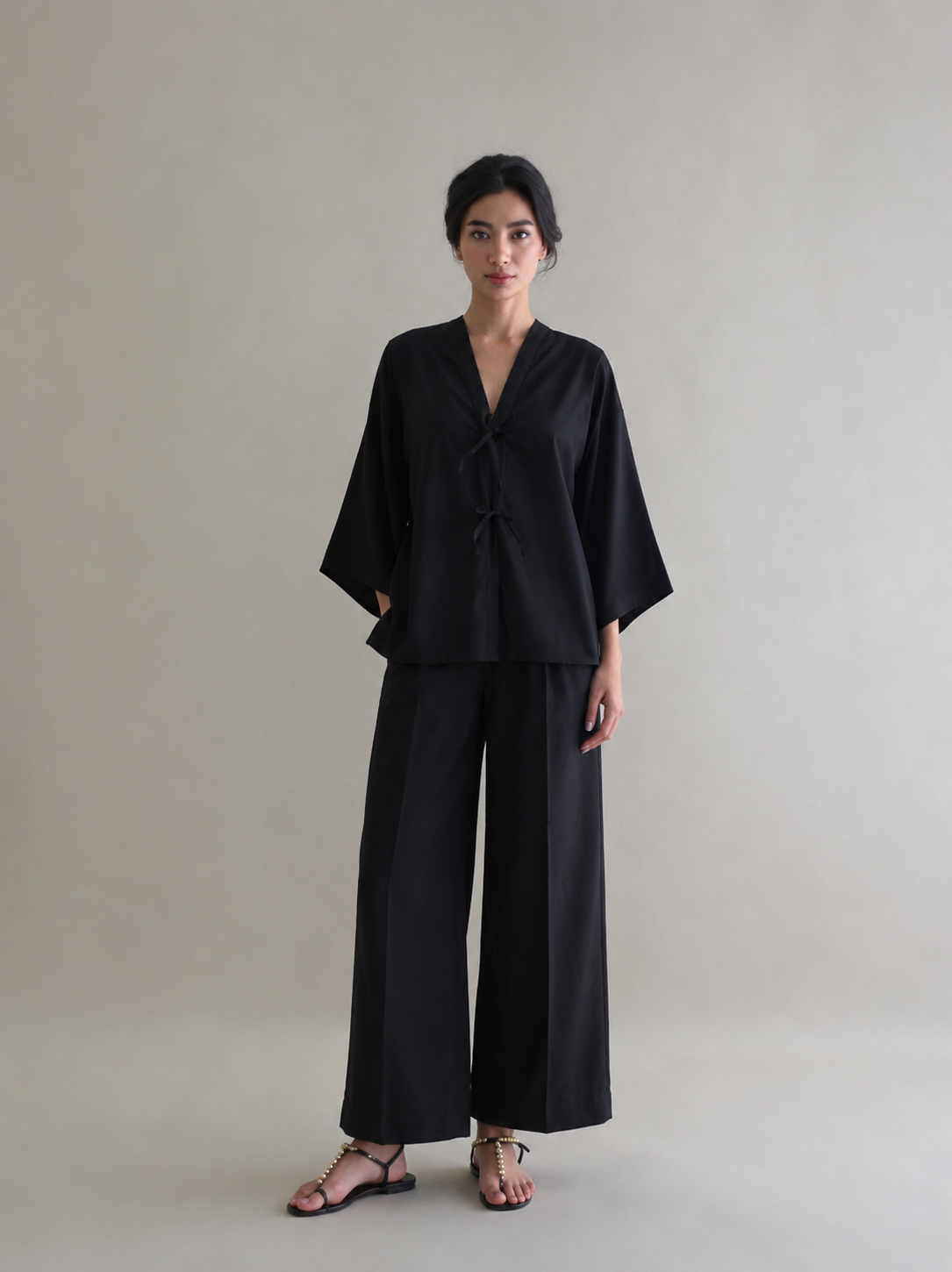 Women Black Poplin Co-ord Set