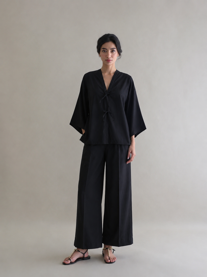 Women Black Poplin Co-ord Set