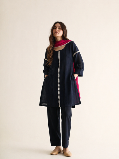 Women Black Kurta Set with Dupatta