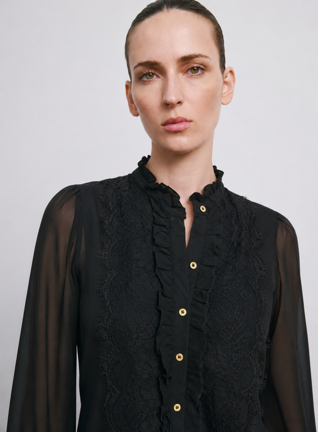 Women Black Sheer Top