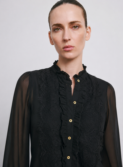 Women Black Sheer Top