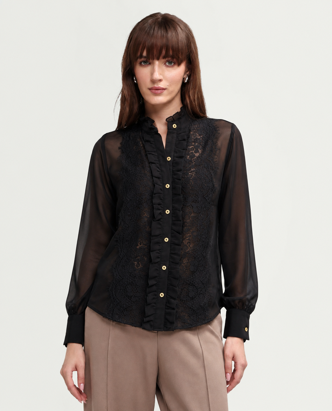 Women Black Sheer Top