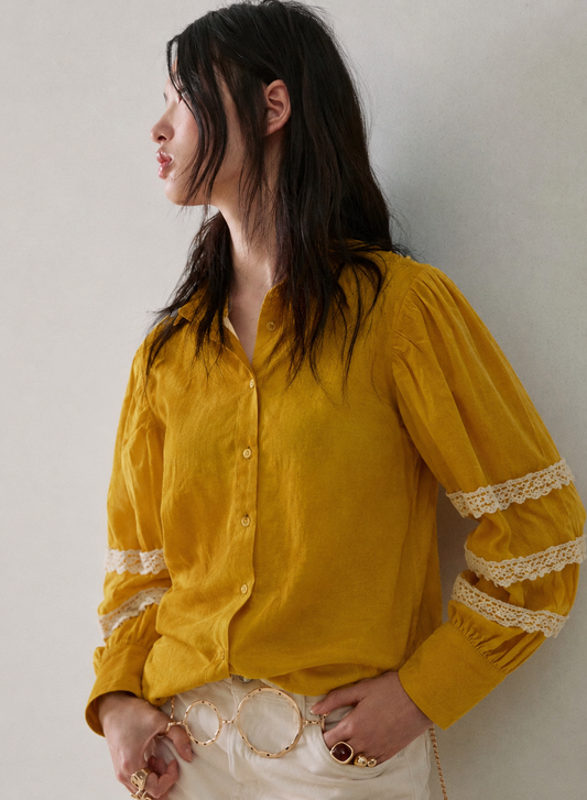 Women Mustard 100% Cotton Casual Shirt