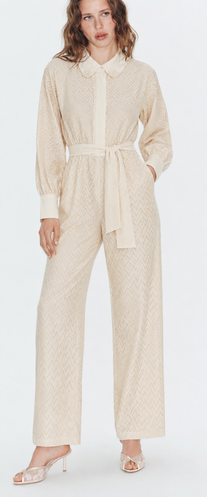 Women Off White Pure Cotton Jumpsuit