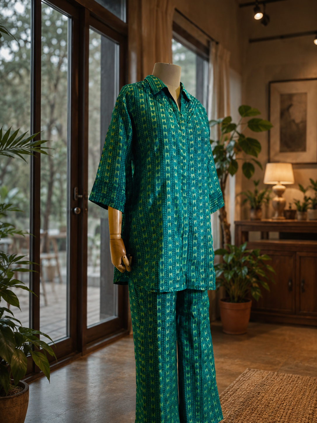 Women Green Printed Coord Set