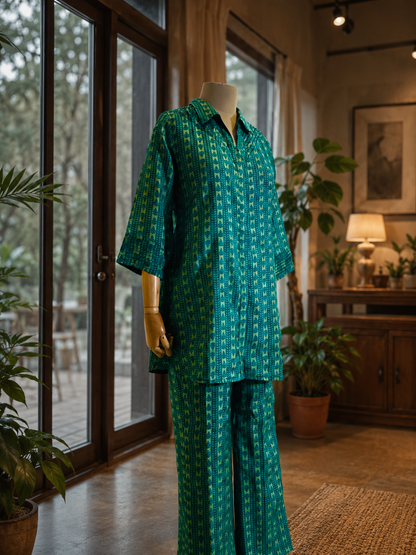 Women Green Printed Coord Set