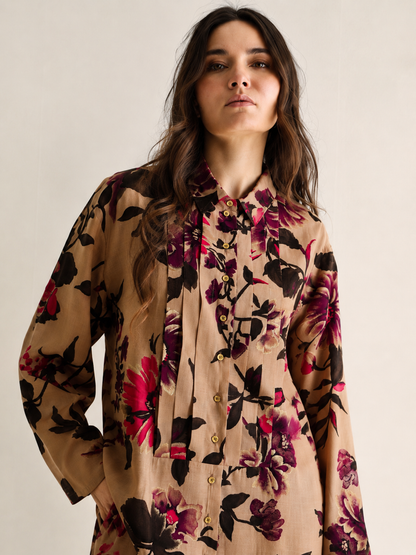 Women Beige Floral Printed Coordinate Set