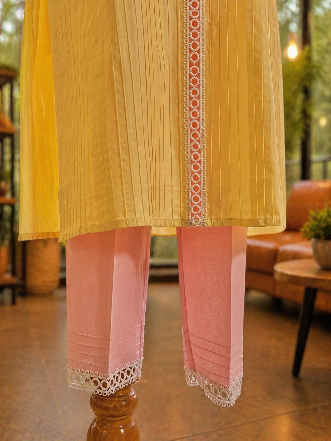 Women Yellow Cotton Kurta Set with Dupatta