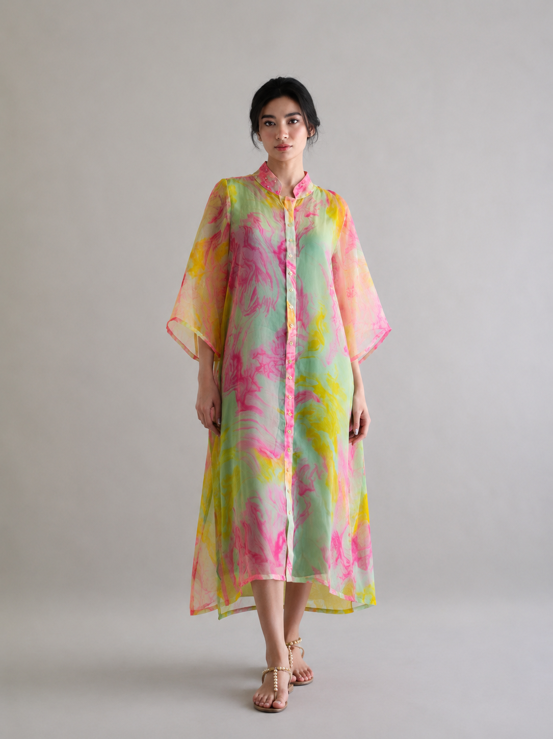 Women Multicolor Pearl Embellished Dress