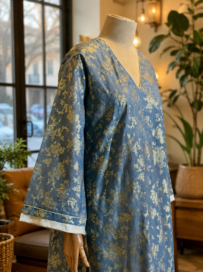 Women Blue Printed Salwar Kurta Set