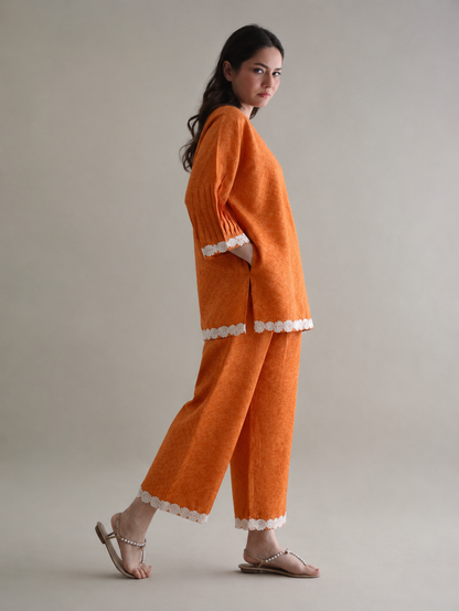 Women Rust Linen Coord Set