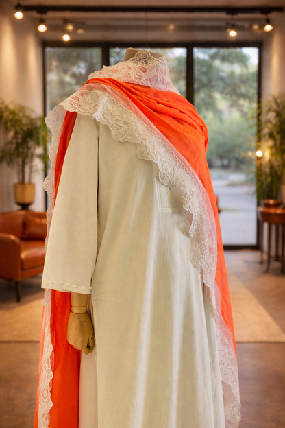 Women Cream Kurta Set with Dupatta