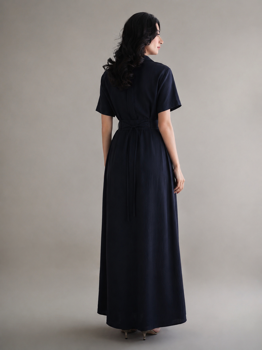 Women Black A line Dress Poplin