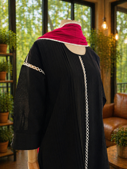 Women Black Kurta Set with Dupatta