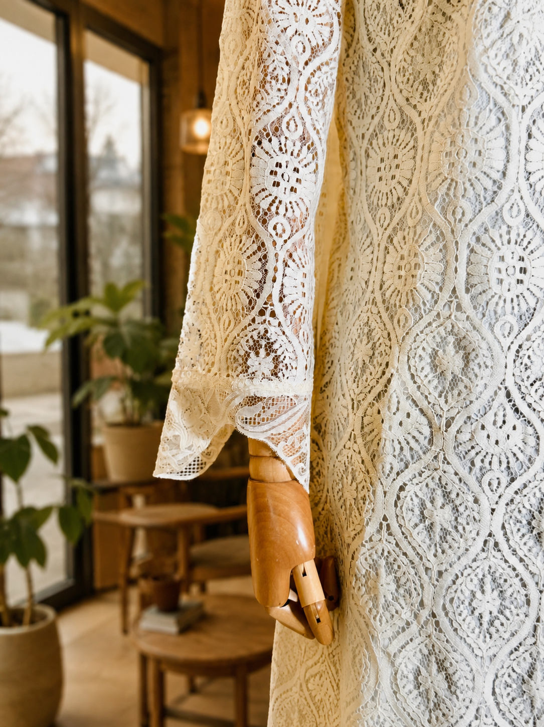 Women Off-white Lace Embroidered Maxi Dress
