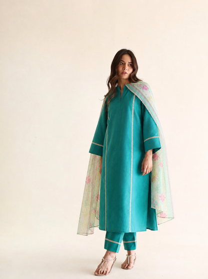 Women Blue Kurta Set with Dupatta