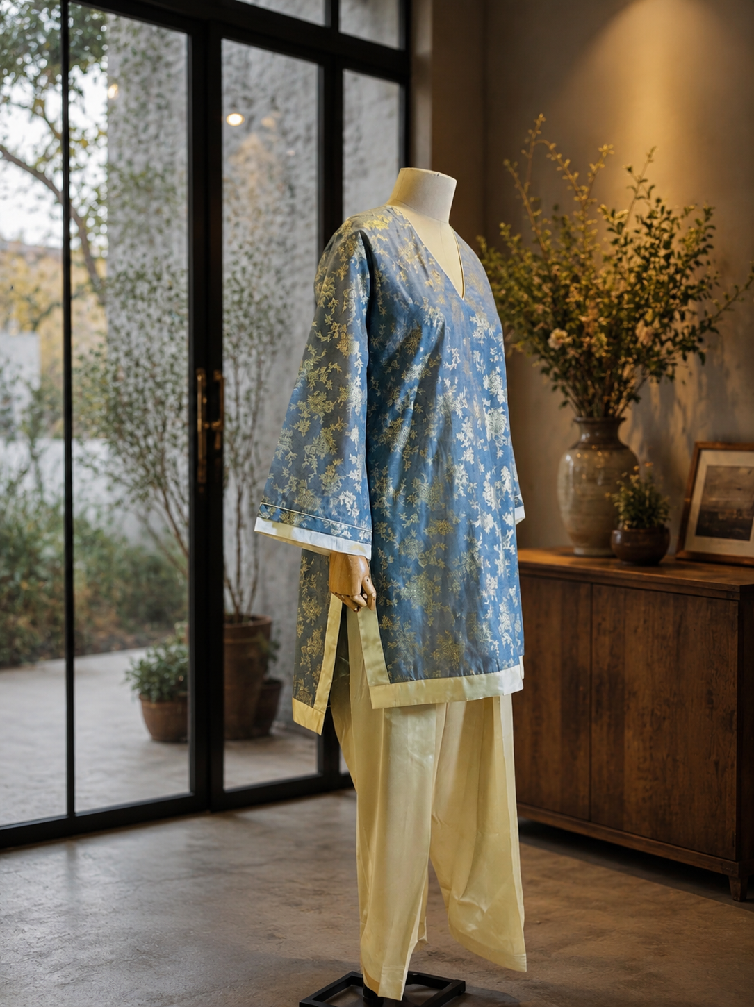 Women Blue Printed Salwar Kurta Set