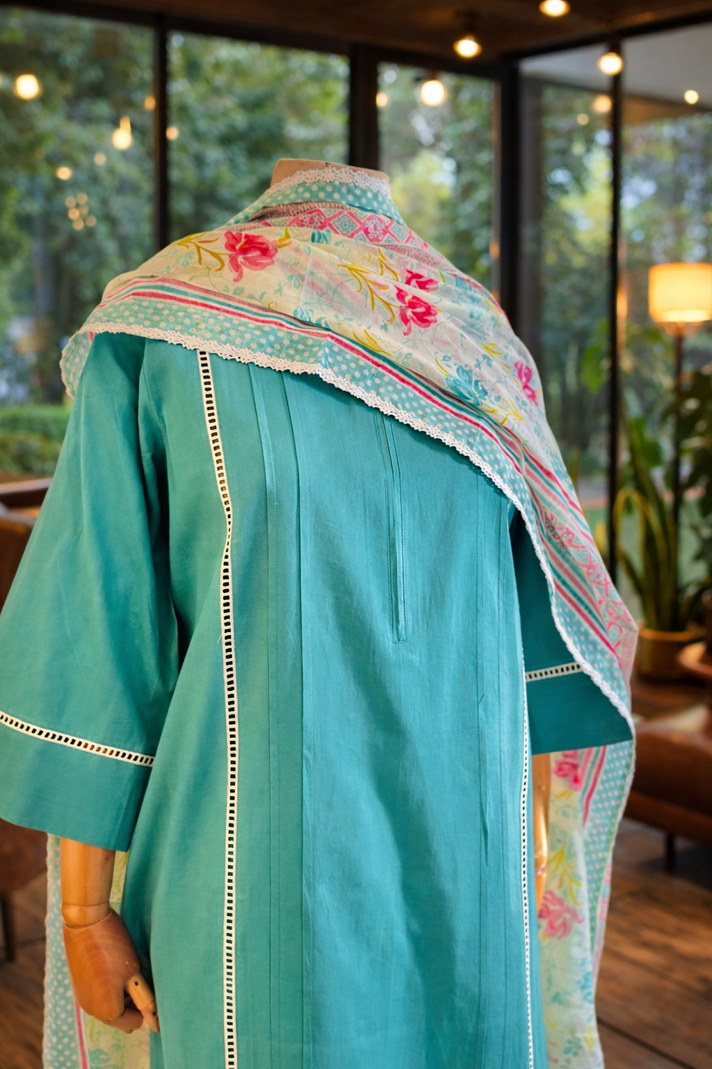 Women Blue Kurta Set with Dupatta