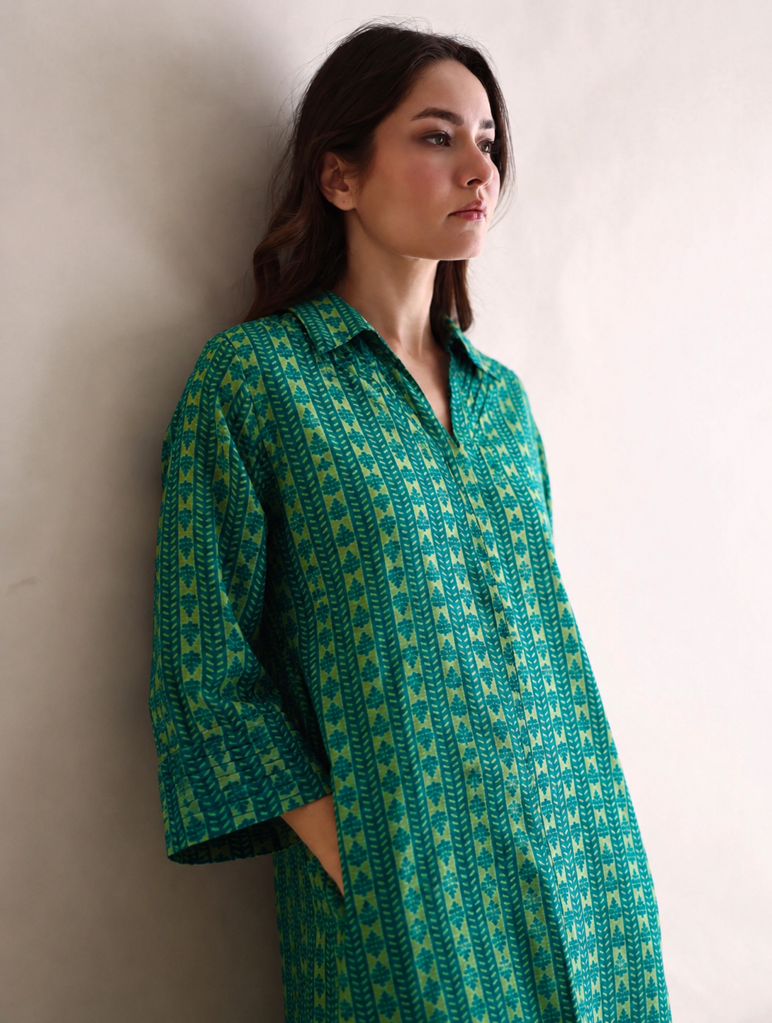 Women Green Printed Coord Set