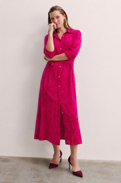 Women Magenta Lace Dress