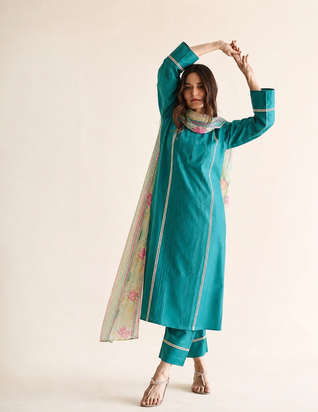 Women Blue Kurta Set with Dupatta