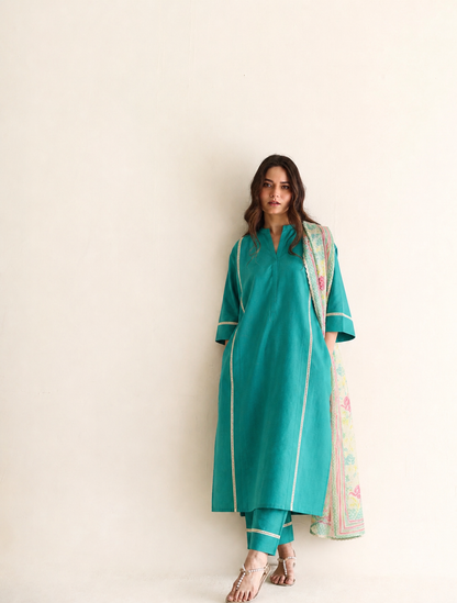 Women Blue Kurta Set with Dupatta